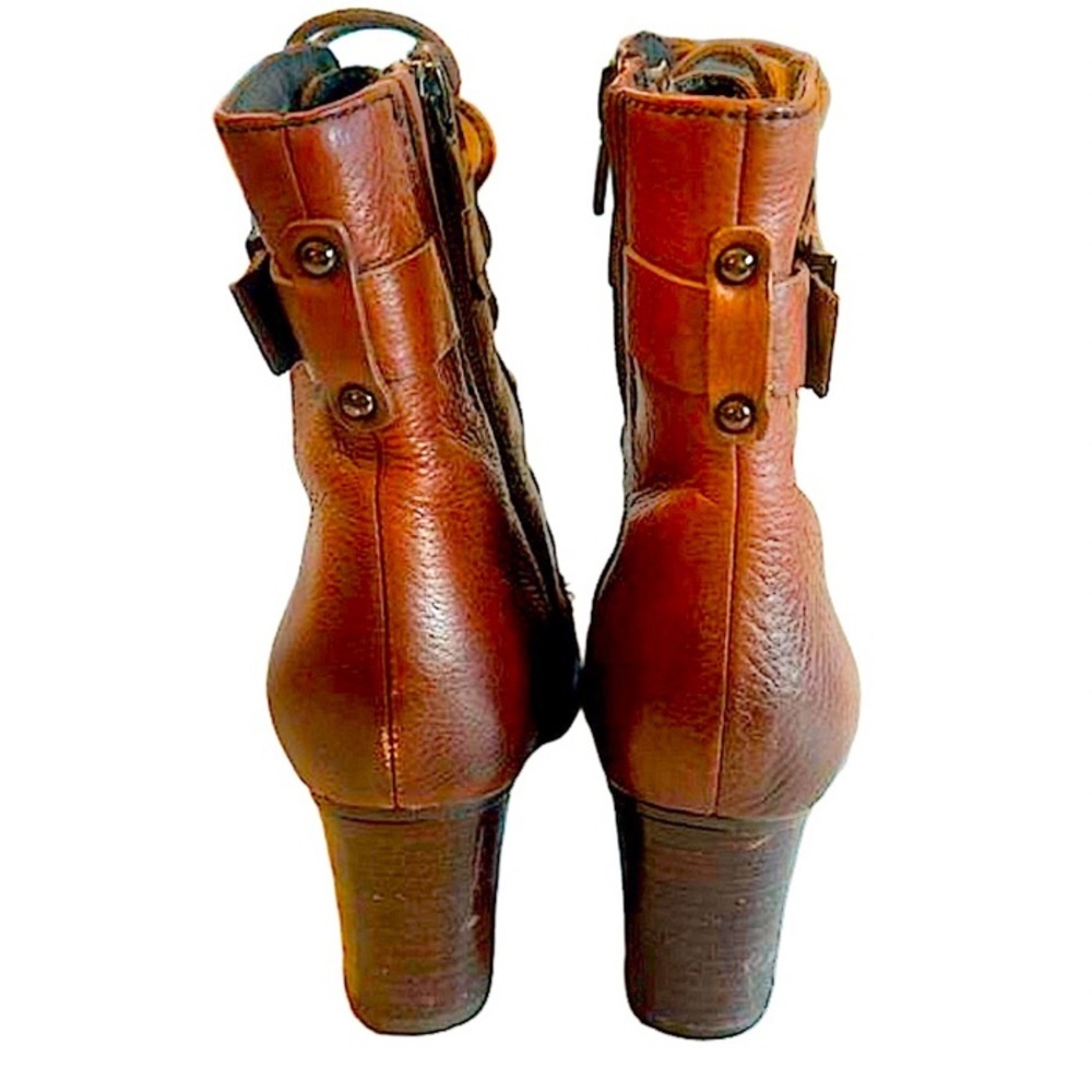 Clark’s Jolissa Gypsum Chestnut Brown Lace up Moto Boots with Block heels Size 7 - Picture 7 of 8